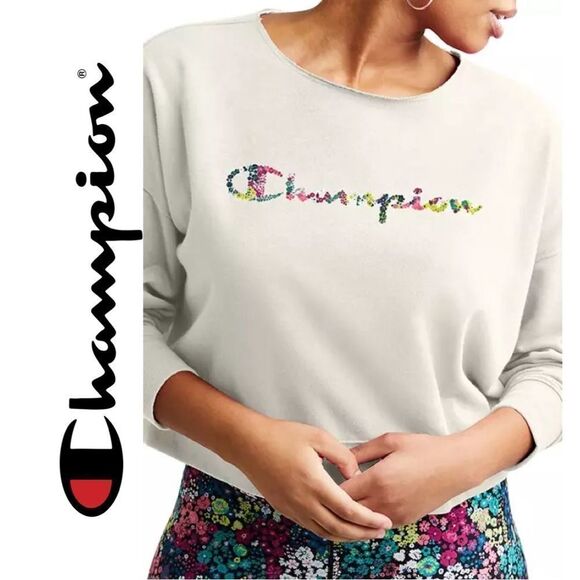 Champion Women’s Drop Shoulder French Terry Logo Graphic Pullover‎ - Size S - Picture 1 of 5